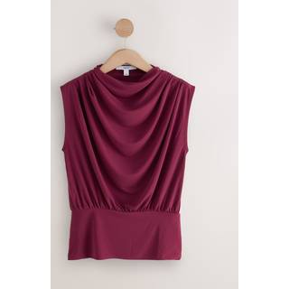 Next Berry Red High Neck Sleeveless Drape Cowl Top