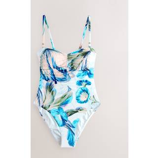 Next Kew Collection White/BlueFloral Shaping Tummy Control Bandeau Swimsuit