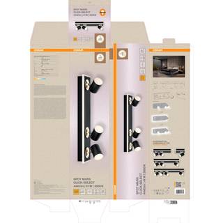 OSRAM LED-loftspot MARS CLICK-SELECT, 3 spots, sort CLICK-SELECT, Sort, Stue/spisestue, Metal, Moderne