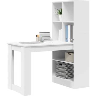 Bord Med Hylde Hvid 122 X 67 X 145 Cm Konstrueret Træ