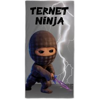 Ternet Ninja håndklæde - 70x140 cm - 100% bomuld - Blødt badehåndklæde med Ternet Ninja og lyn