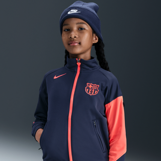 Maskinstrikket FC Barcelona Academy Pro Third Nike Dri-FIT Total 90-fodboldtræningsjakke til større børn - blå - L