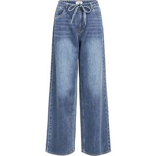 Bindebånd I Taljen Jeans Med Vide Ben