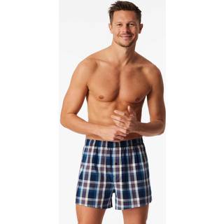 Schiesser Herren Boxershorts blau Reine Baumwolle Gemustert