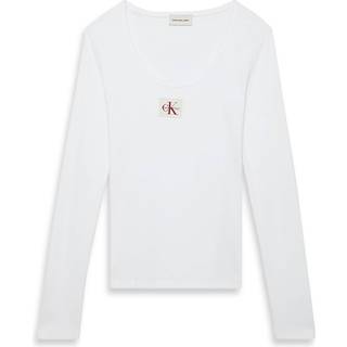 Ribbed Cotton Long Sleeve Top - White - XXL