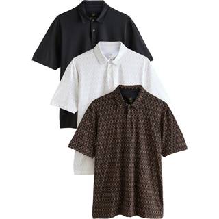 Next Black/Gold/White Regular Fit Short Sleeve Jersey Polo Shirts 3 Pack - xxxxxlarge