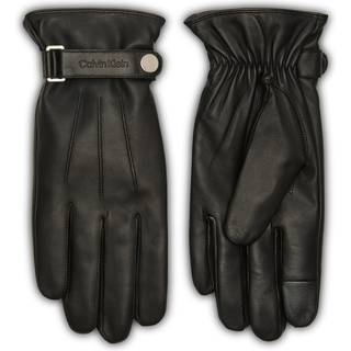 Logo Strap Smooth Leather Handsker, Black, L/XL