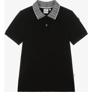 BOSS BOSS Black Patterned Collar Short Sleeve Polo Shirt - 104cm (4 Years)