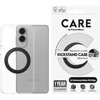 CARE by PanzerGlass Samsung Galaxy S25 Edge Feature Kickstand Cover - MagSafe Kompatibel - Transparent / Black