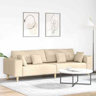 Sofa med pude Creme 250 x 77 x 76 cm Stof