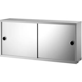 String Skab Med Skydedøre 20x37x78 Cm t / Spejlglas - Skabe & Vitrineskabe Mdf Grå - CM7820-61-1