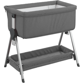 babyseng med madras linnedstof mørkegrå