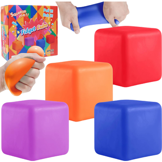 Stress Cube fidget Ice Cube Stressbollar 4st Stressbollar för barn fidget leksaker vuxna stress relief pressa boll fyrkantig form hand träning bo