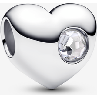 Pandora Silver Engravable April Birthstone Heart Charm