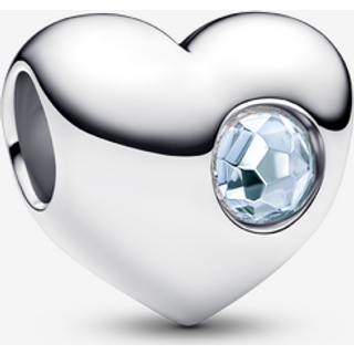Pandora Silver Engravable March Birthstone Heart Charm