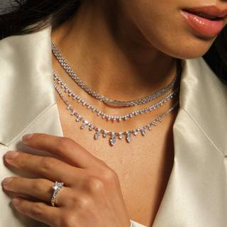 Jon Richard Jon Richard Tone Cubic Zirconia Fine Drop Necklace