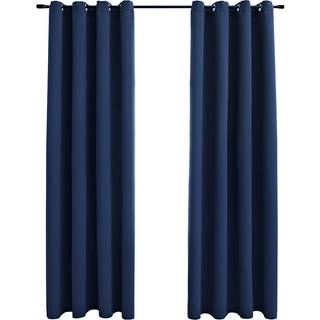 Mørklægningsgardiner Med Metalringe - Blå / 140 x 225 cm