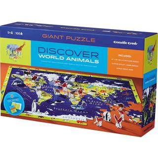 Crocodile Creek Discover World Animals Learn Play 100 stykker Jigsaw Floor Puzzle and 21 Figures 36 """"