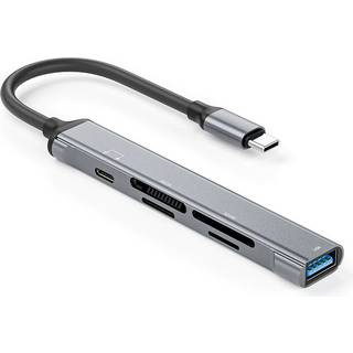 NÖRDIC USB-C Kortlæser 4 Slots SD, MicroSD, MS, M2 1xUSB-C 1xUSB-A UHS-I