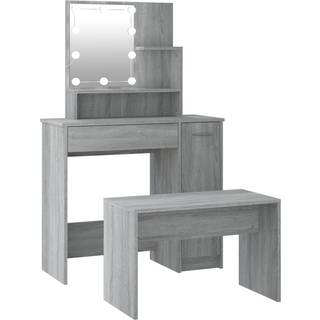 Makeupbordssæt Med Led-Lys Konstrueret Træ - Grå sonoma-eg / 86.5 x 35 x 136 cm