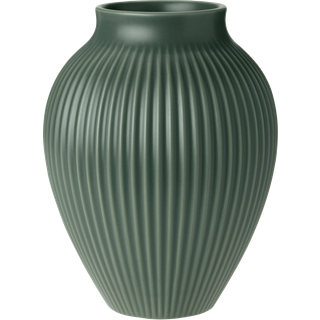 Knabstrup Vase med riller H20 cm mat grøn