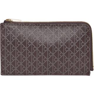 Monogram Logo Top Zip Card Holder - Brown - One Size