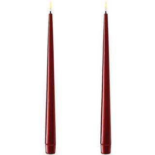 Deluxe Homeart LED Kertelys med lak - 28 cm - Bordeaux - 2 stk