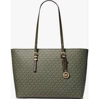 MK Quinn Large Signature Logo and Leather Tote Bag - Green - Michael Kors - ONE SIZE