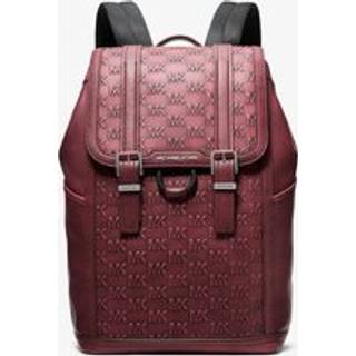 MK Colby Medium Logo Embossed Burnished Leather Backpack - Red - Michael Kors - ONE SIZE