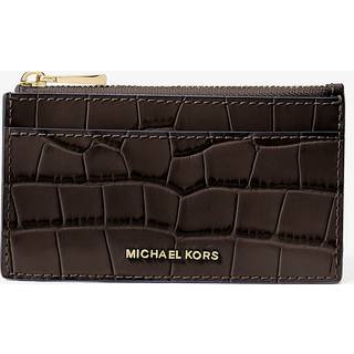 MK Jet Set Small Crocodile Embossed Leather Card Case - Brown - Michael Kors - ONE SIZE