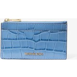 MK Jet Set Small Crocodile Embossed Leather Card Case - Blue - Michael Kors - ONE SIZE