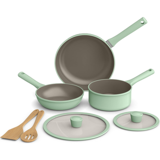 Bella 7 stykker køkkengrej sæt med Evergood keramisk nonstick coating opvaskemaskine sikker ovn sikker alle komfurer kompatible glas låg med sili