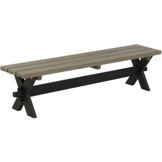 PLUS Nostalgi plankebænk, sort/gråbrun/nåletræ, 177 cm