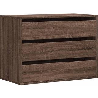 kommode til hjørne 80x41x58cm konstrueret træ brun egetræsfarve