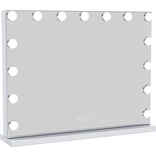 UNIQ XL Luksus Hollywood Makeup spejl med lys - 15 LED pærer og touch funktion - Hvid