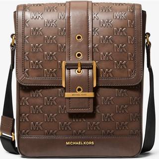 MK Colby Logo Embossed Burnished Leather Messenger Bag - Brown - Michael Kors - ONE SIZE