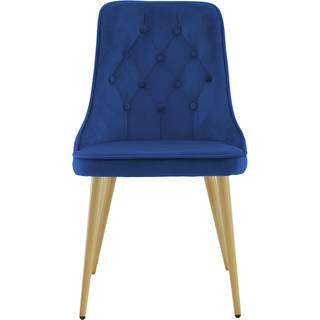 Velvet Deluxe spisebordsstol i blå velour med messingben