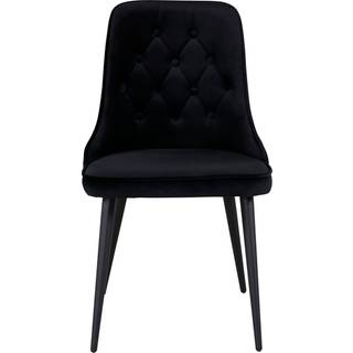 Velvet Deluxe spisebordsstol i sort velour med knapper
