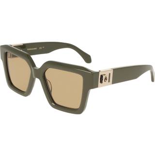 Ferragamo Kvinde SF2084S 320 Solbriller Acetat Grøn Brun Firkantet Normal