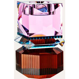 Reflections Copenhagen Candlelight And Scents - 'Dakota' tealight holder, brown, clear, petrol and rose in Multicolor Fine hand cut crystal