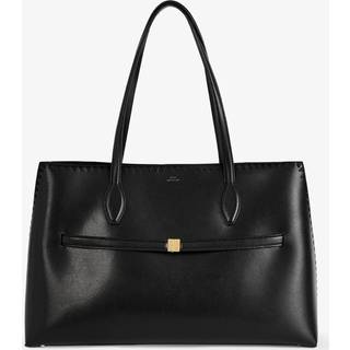 Toteme Lounge embroidered leather tote bag - black - One Size