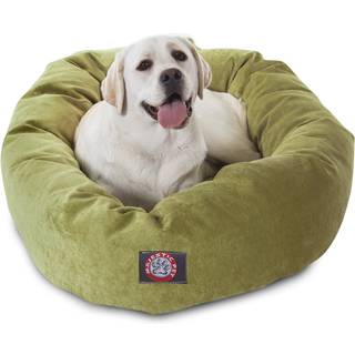 Majestic Pet 40 Tommer Micro Velvet Calming Dog Bed Vaskbar 40x29x9 (tommer) - Hyggelig bld rund donut-hundeseng med ryg til hovedsttte - Pet B