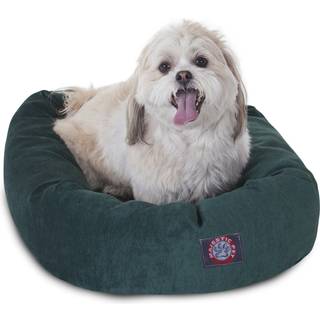 Majestic Pet 24 Tommer Micro Velvet Calming Hundeseng Vaskbar 24x19x7 (tommer) - Hyggelig bld rund donut-hundeseng med ryg til hovedsttte - Pet