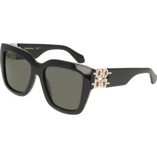 Ferragamo Kvinde SF2083SE 001 Solbriller Acetat Sort Grå Firkantet Normal