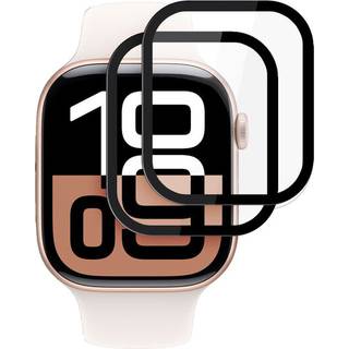Apple Watch Series 10 Hofi Hybrid Pro+ Skærmbeskyttelse Hærdet Glas - 42mm - Sort Kant - 2 Stk.