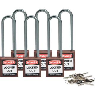 Kompakt sikkerhedshængelås - Robust forstærket nylon krop med aluminium sjækkel, fås i 10 farver, sjækkelhøjde 76,20 mm