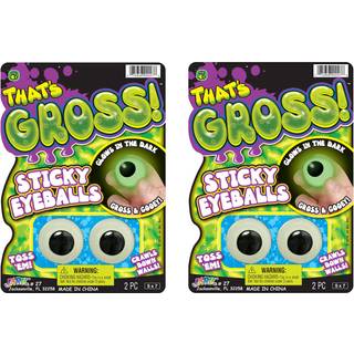 JA-RU Sticky Eyeballs Glow in The Dark Climbers (2 pakker af 2) - Squishy Luminous Window Crawlers Legetj til Halloween-dekorationer og festfavo
