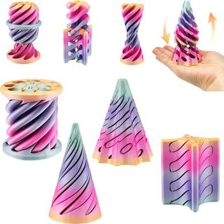 4 pakker Impossible Cone Spiral Cone Fidget Toy 3D-printet Spiral Cone Legetj Pyramid Passthrough Skulptur Minikegler passerer gennem Pyramid Fi