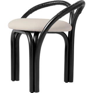 Gubi Bistra Skammel Ebony Painted Rattan/Fustagno Limonta 001