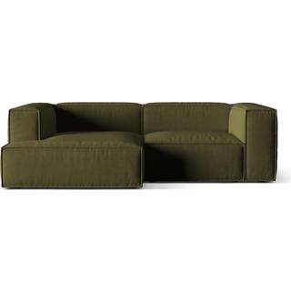 Chaiselongsofa Micadoni Nuria venstrevendt, mosgrøn meleret velour, 3-personers, kæledyrsvenlig